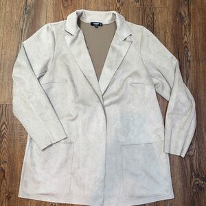 Faux Suede Peak Lapel Jacket